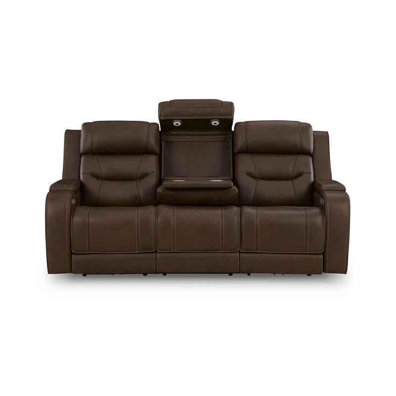 Signature Design by Ashley Guru Dark Brown Power Reclining Sofa with Audio Seating - 87" W x 41" D x 45" H