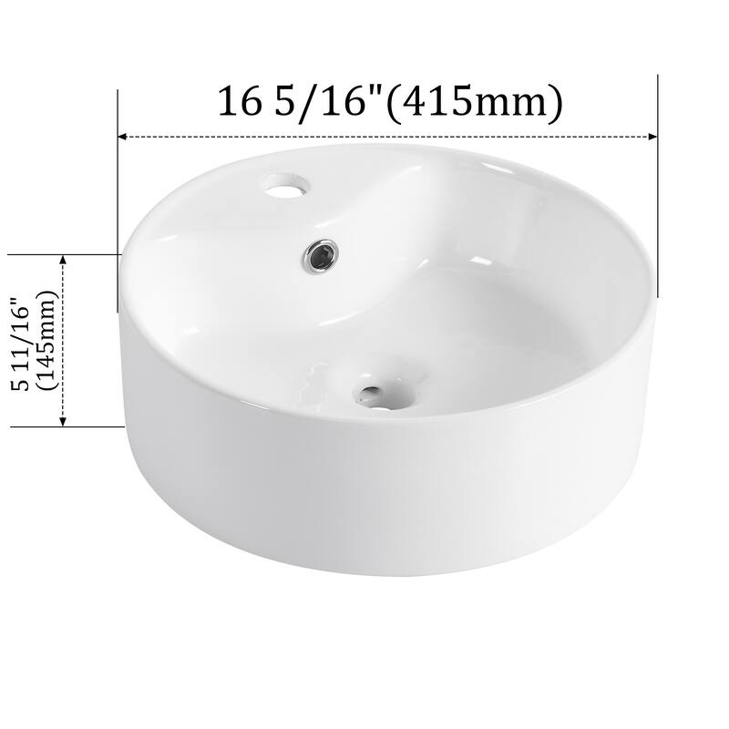 Ceramic Rotundity Above Counter White Bathroom Sink Art Basin