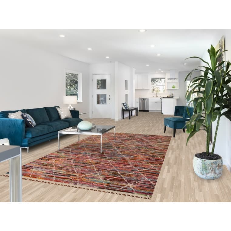 All-Over Trellis Moroccan Area Rug Hand-Knotted Wool Carpet - 5'9" x 10'0"