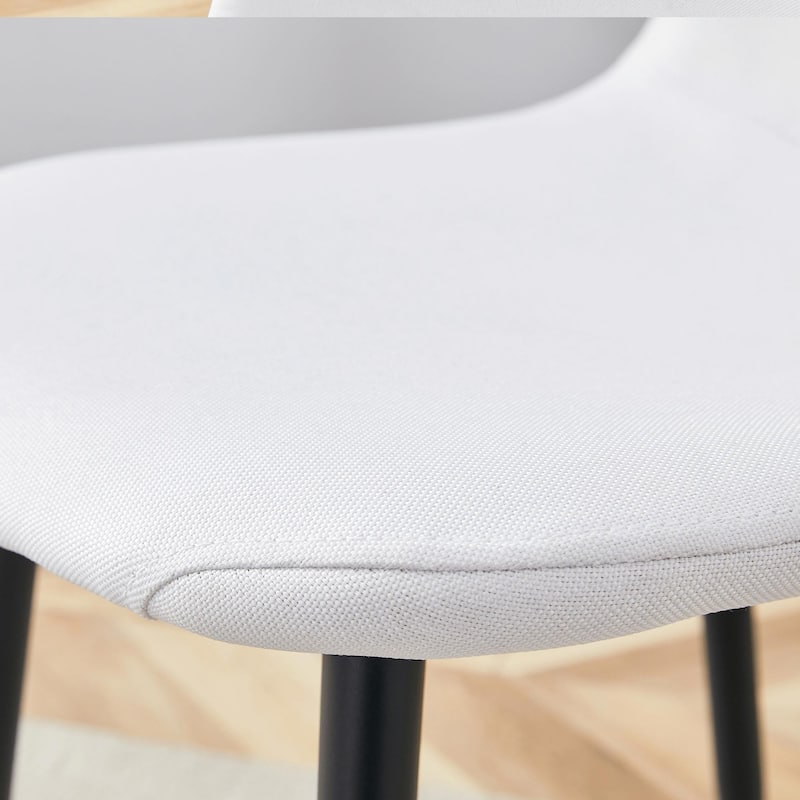 Minimalist Dining Chair Set of 4, Linen Fabric Kitchen Chair with Metal Legs Modern Armless Side Chair for Office