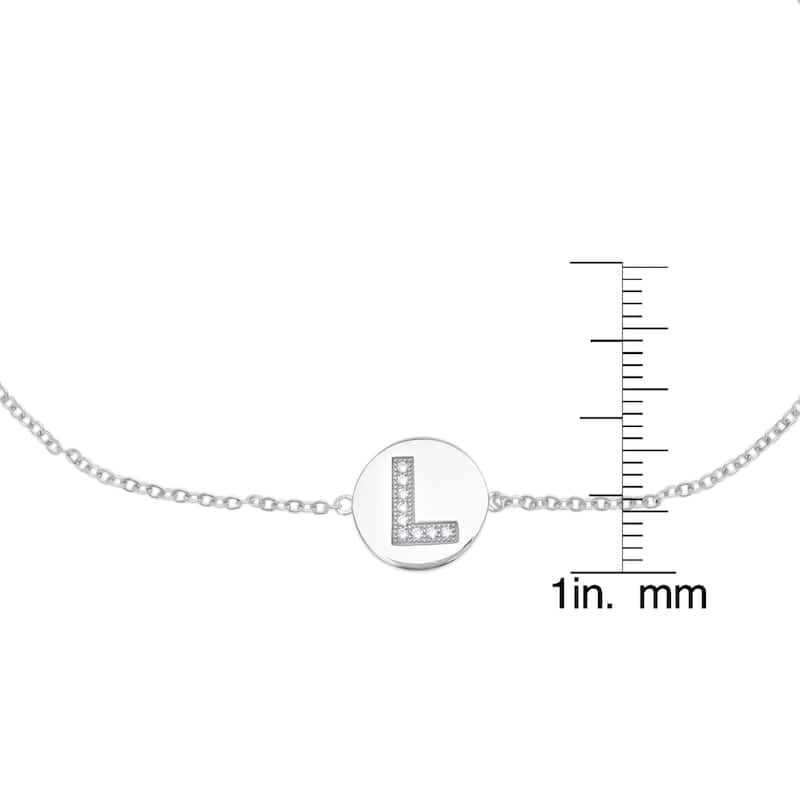 Victoria Townsend .925 Sterling Silver Cubic Zirconia Initial Anklet Bracelet