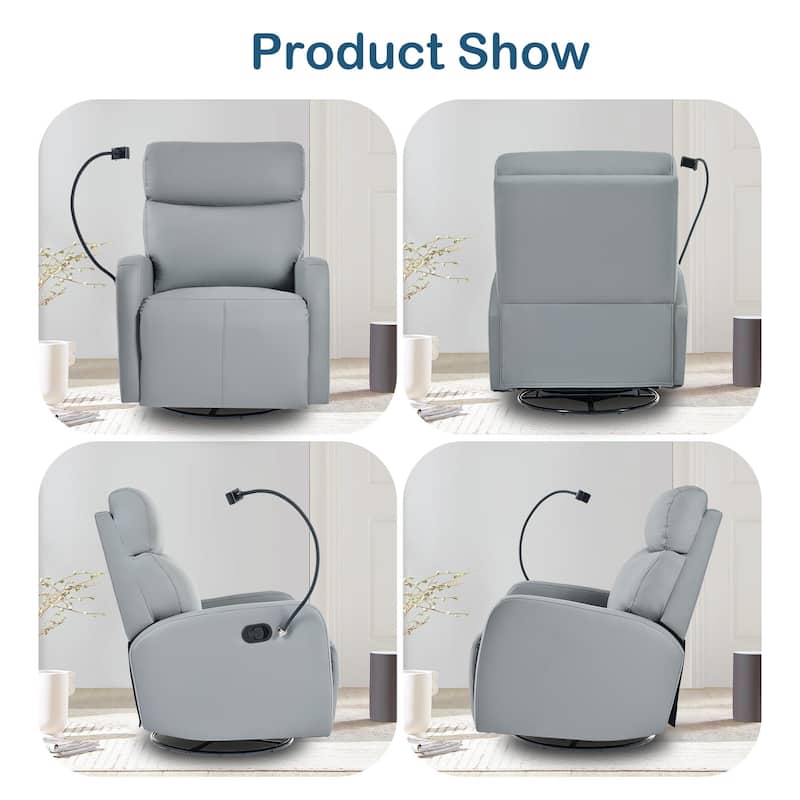 GDFStudio - PU Swivel Rocker Recliner with 360° Motion & Manual Control