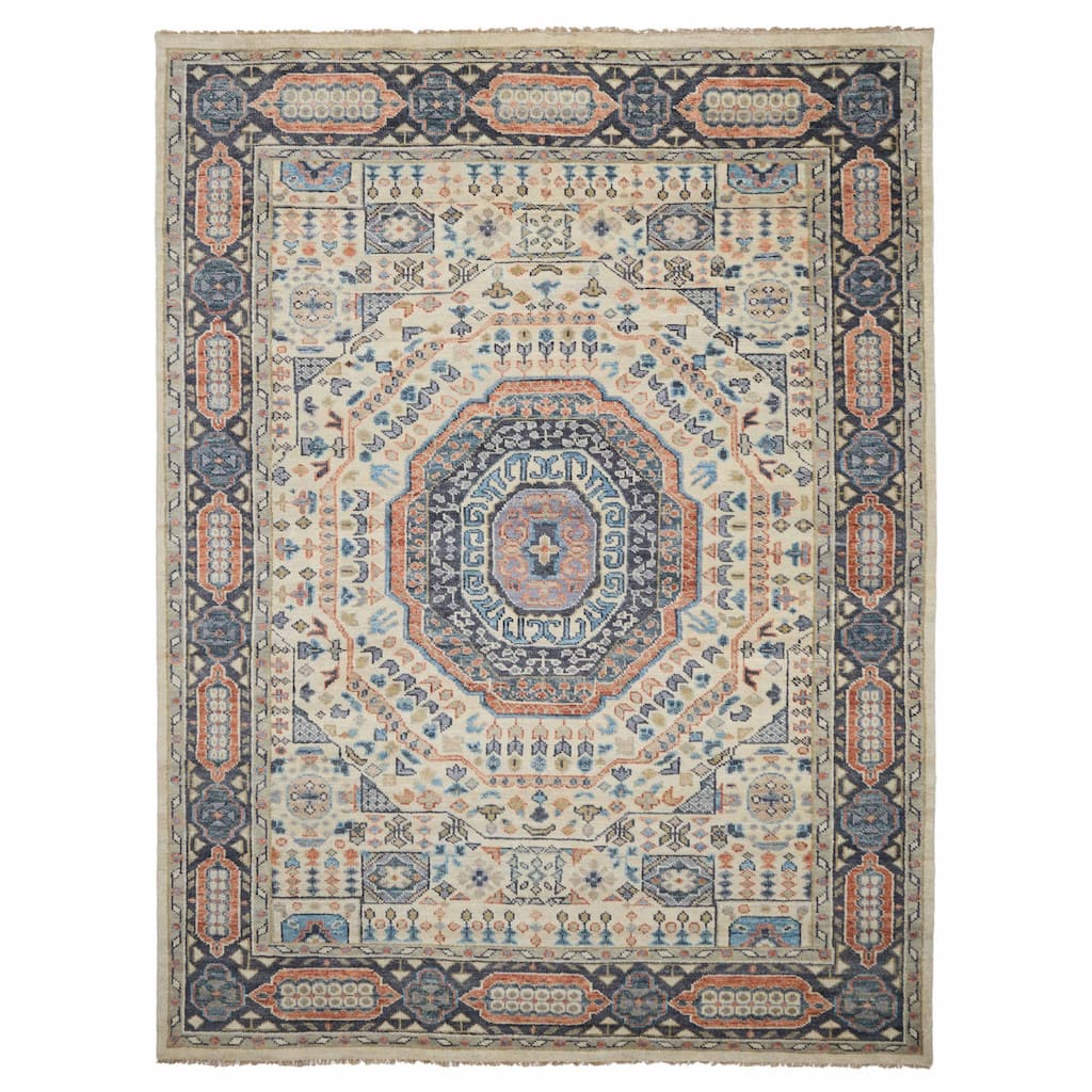 ECARPETGALLERY Hand-knotted Mamluk Ivory Wool Rug - 9'1 x 11'11