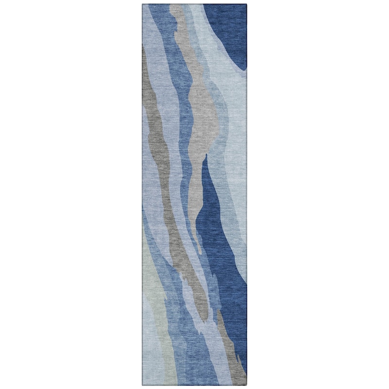 Machine Washable Indoor/ Outdoor Abstract Contemporary Chantille Rug