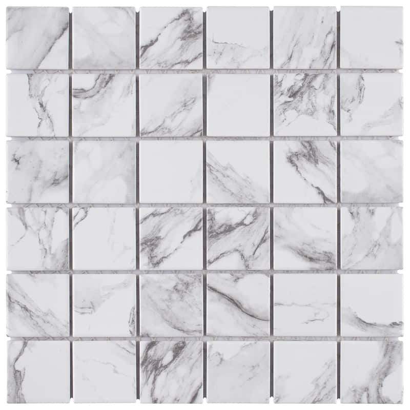 Merola Tile Katina Calacatta 11-5/8" x 11-5/8" Porcelain Mosaic Floor and Wall Tile