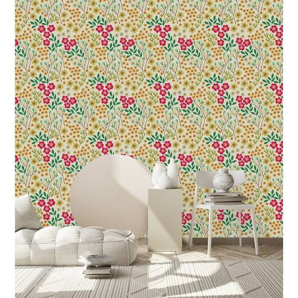 Summer Flowers Wallpaper Peel and Stick and Prepasted - Bed Bath ...