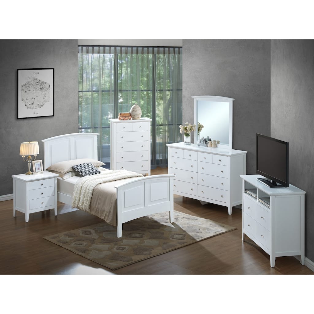 Curved Rail Wood Panel Twin Bed Frame - 77" - White