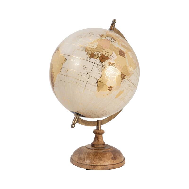 Sagebrook Home Elegant Gold 13" Decorative Globe, Mango Wood & Metal World, Perfect for Home Office - 8" x 9" x 13"