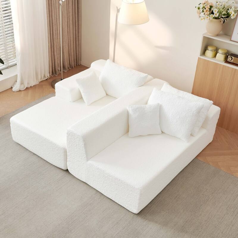 103.54" Modular Chenille Cloud Sectional Sofa with Throw Pillows