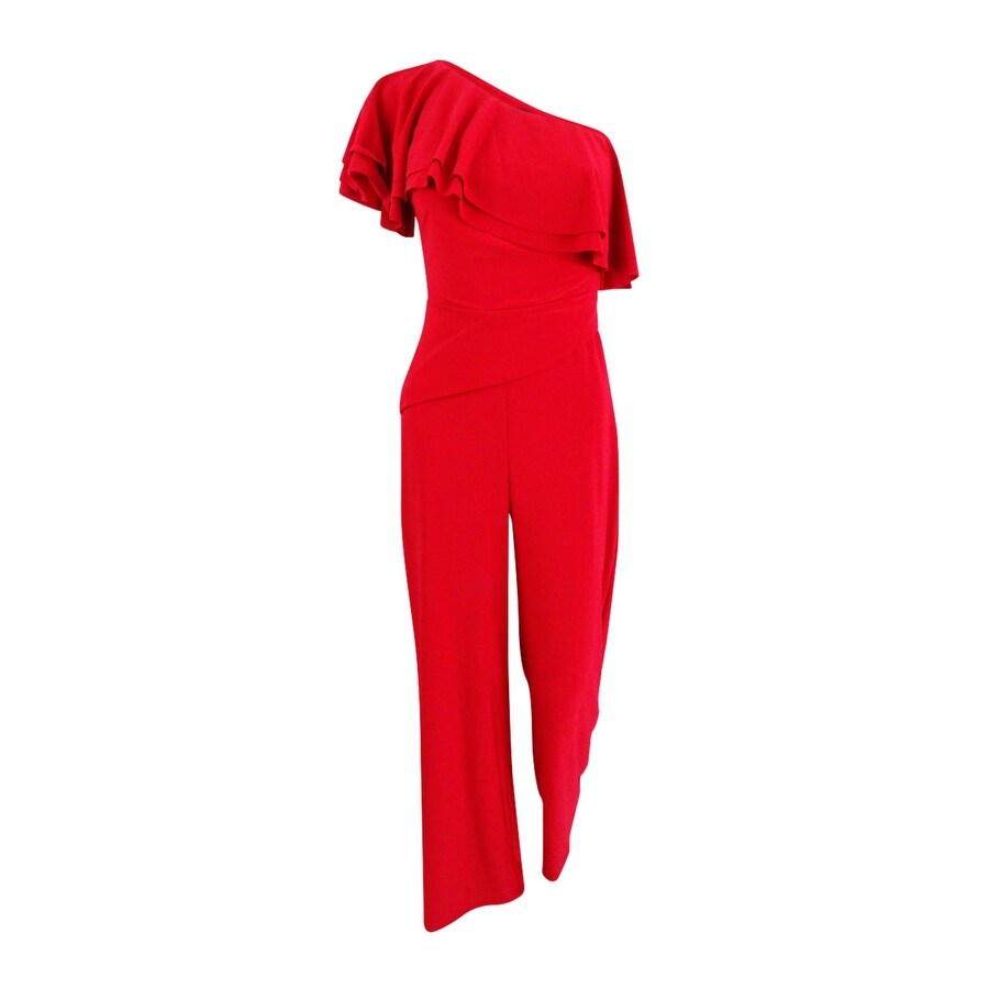 ralph lauren ruffle one shoulder jumpsuit