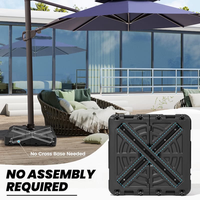 10 x 13 FT Outdoor Shade Canopy Patio Cantilever Offset Umbrella with Base