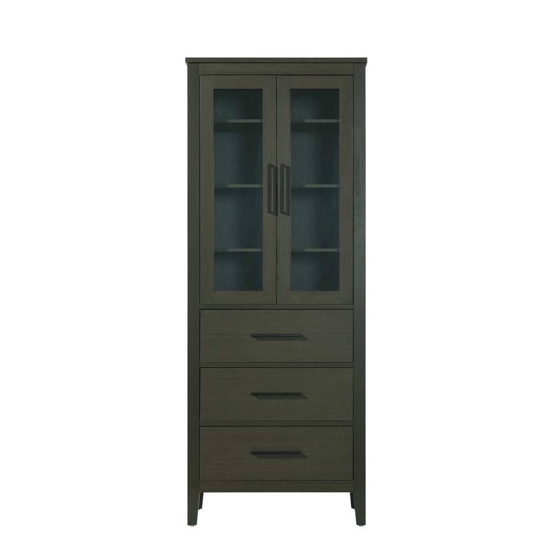 Laura 16-28 Inch Bath Storage Glass Cabinet