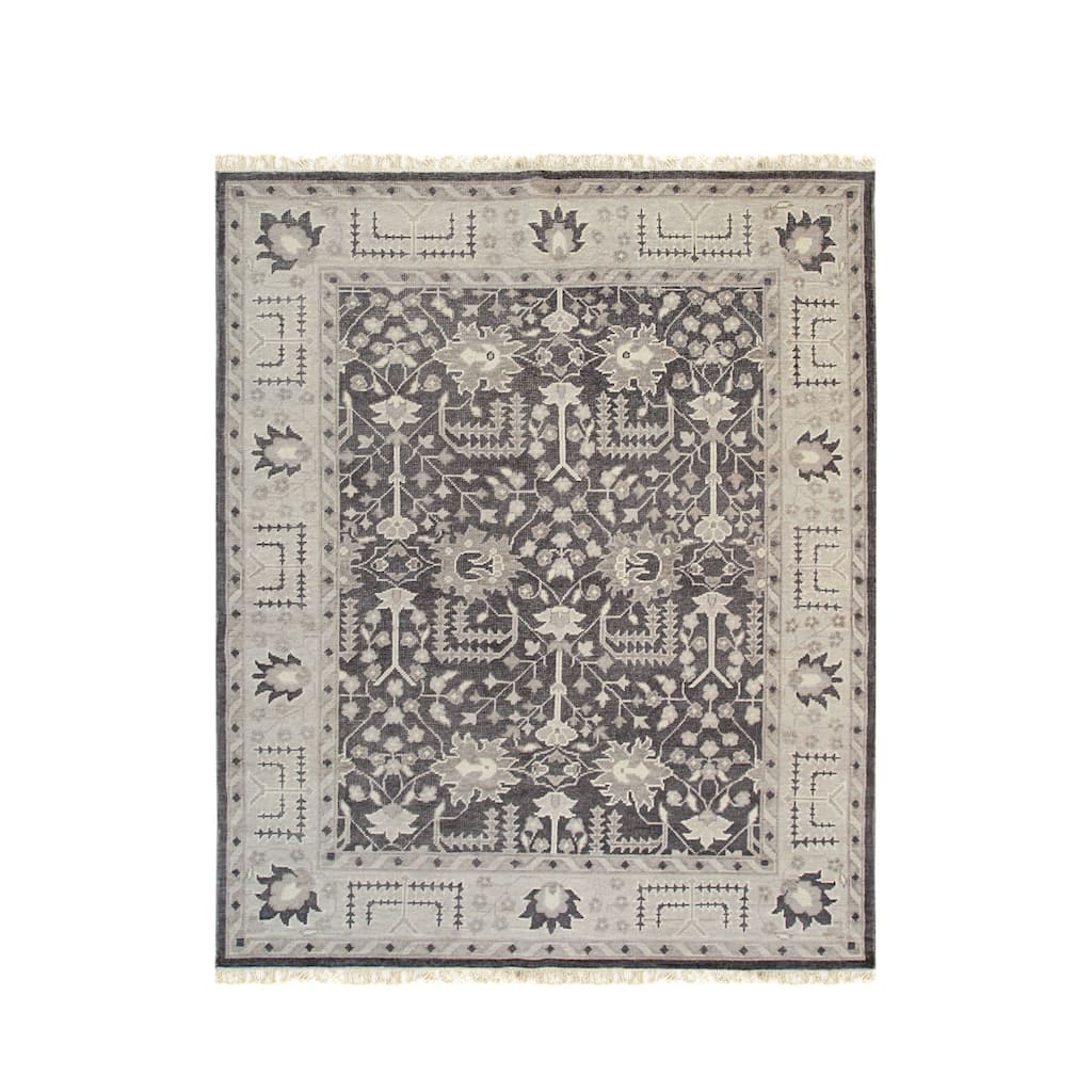 Charcoal Hand Knotted Wool Traditional Mahal Rug, 10' x 14', soft stylish area accent - L