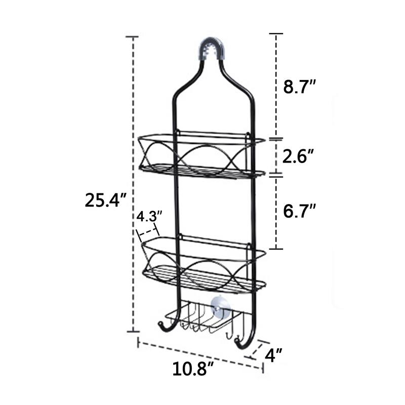 Hanging Shower Caddy Over Showerhead with Hooks Bathroom Shower Organizer Storage Rack