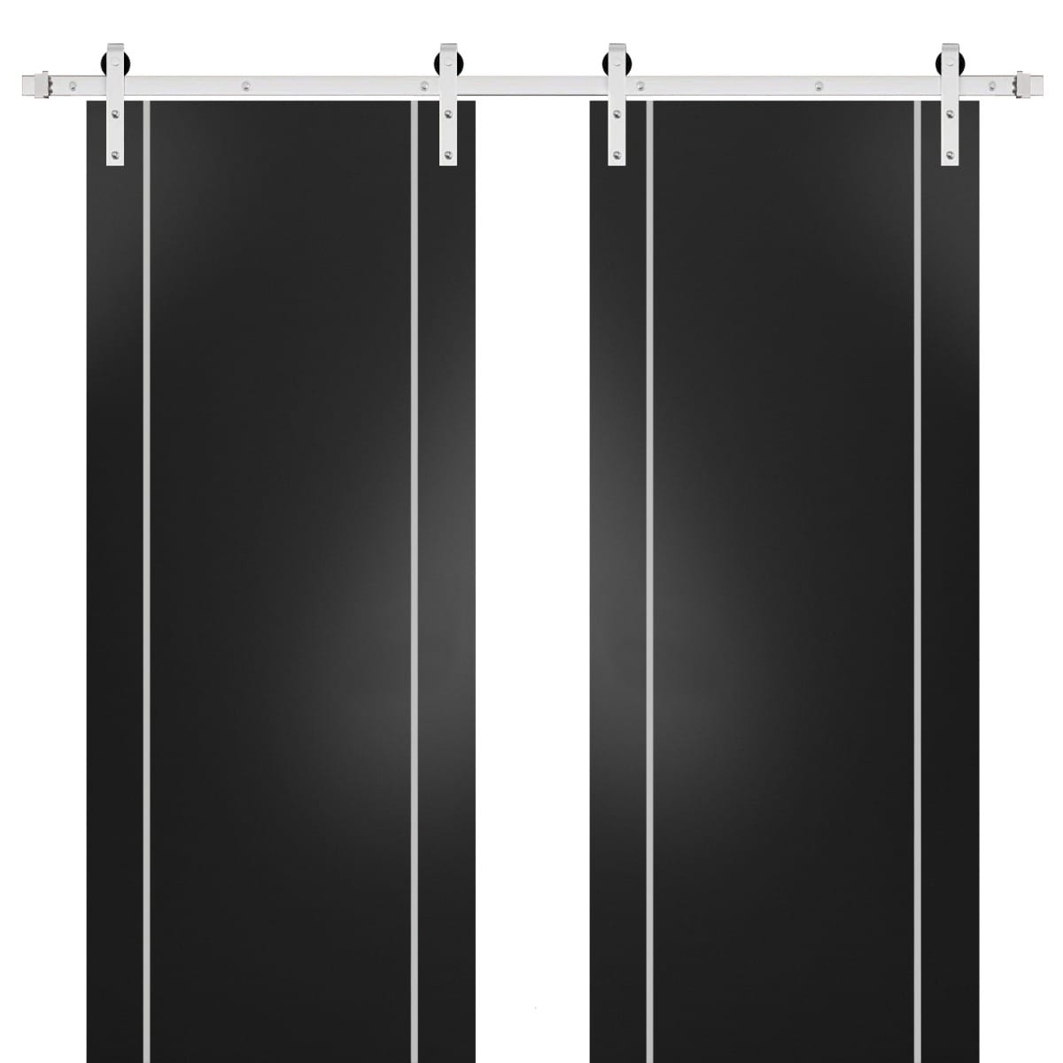 Sturdy Double Barn Door 36 x 80 with Planum 0410 Matte Black with 13FT