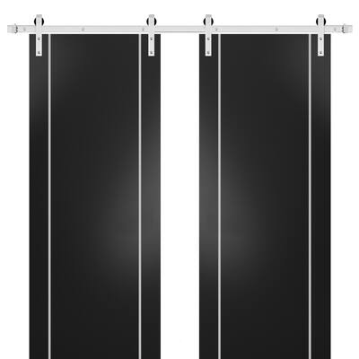 Sturdy Double Barn Door 36 x 80 with Planum 0410 Matte Black with 13FT