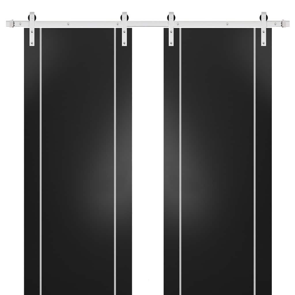Sturdy Double Barn Door 36 x 80 with Planum 0410 Matte Black with 13FT