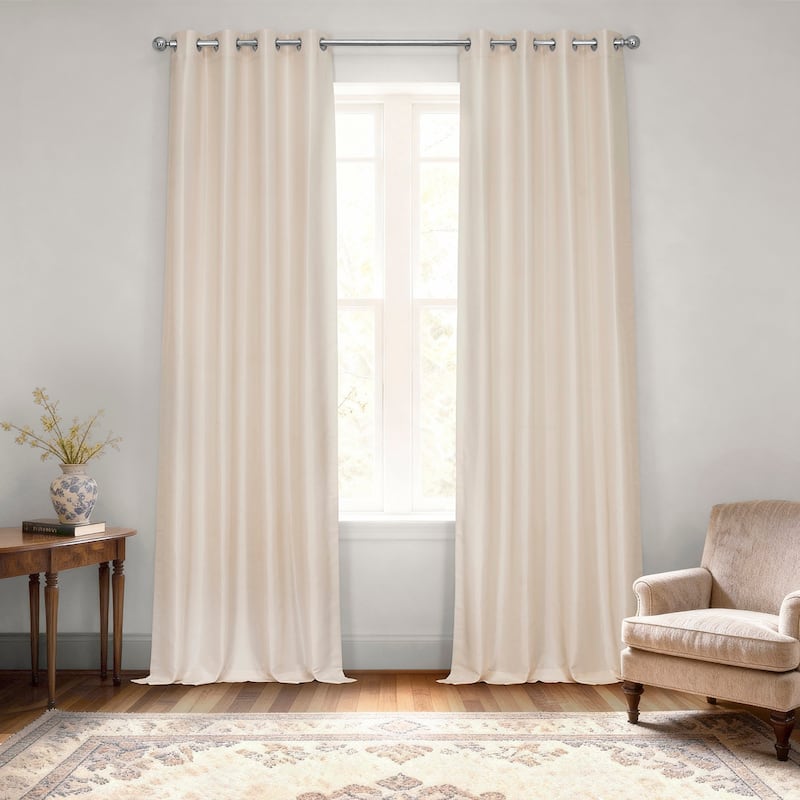 Exclusive Fabrics Textured Dupioni Faux Silk 84-inch Grommet Blackout Grommet Curtain (1 Panel) - 50 x 84