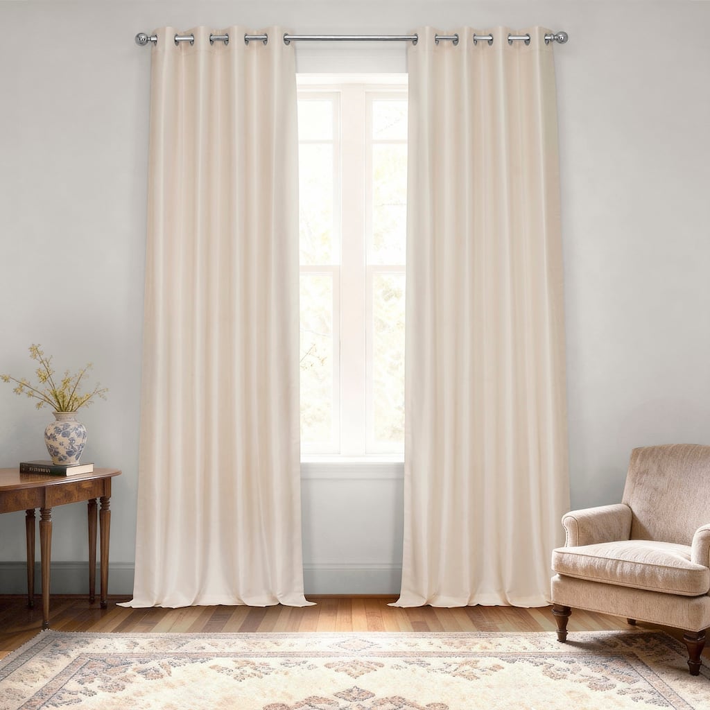 Exclusive Fabrics Textured Dupioni Faux Silk 84-inch Grommet Blackout Grommet Curtain (1 Panel) - 50 x 84