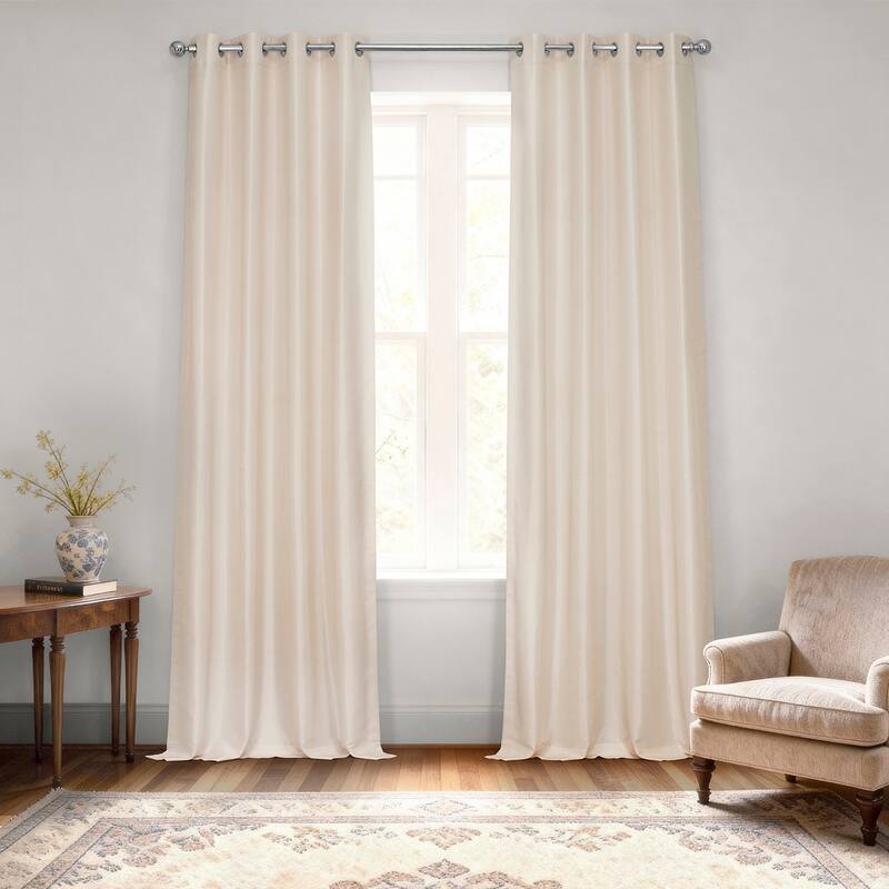 Exclusive Fabrics Textured Dupioni Faux Silk Blackout Grommet Curtain Panel