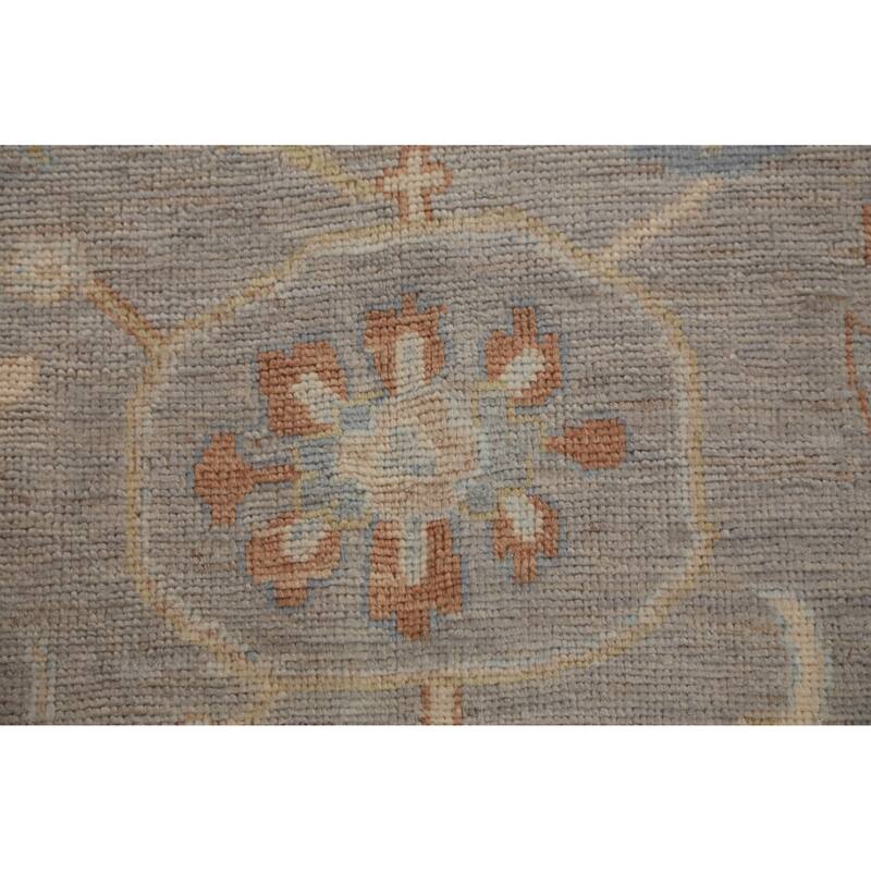 Hand Knotted Oriental 100% Wool Carpet Transitional All-Over Greys & Charcoal Oushak Area Rug - 12' 9'' X 8' 10''