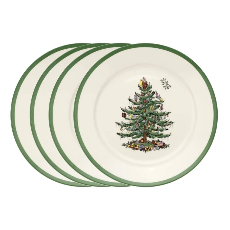 Spode Set of 4 Christmas Tree Plates - 9-Inch - Luncheon Plates