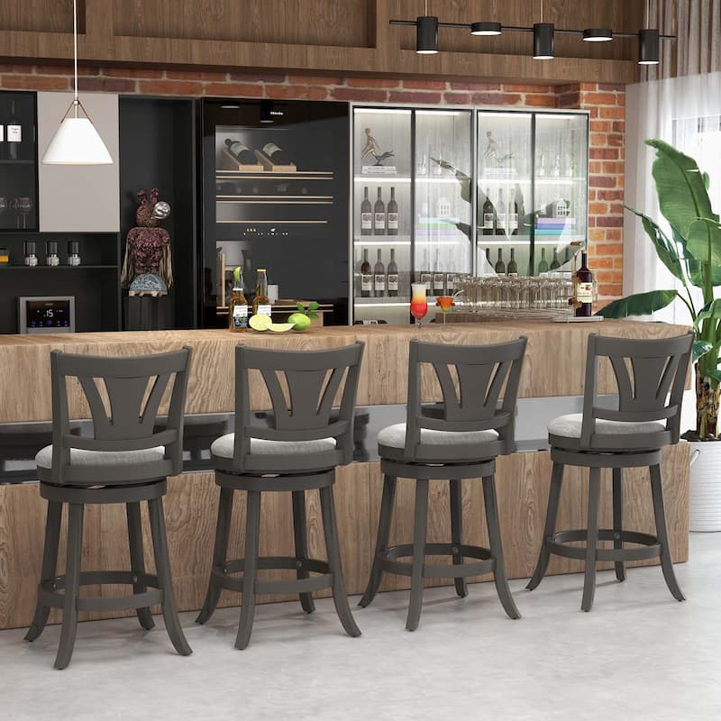 1/2/4 PCS 26.5'' Swivel Bar Stool Counter Height w/ Rubber Wood Legs