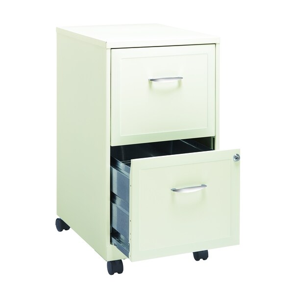 AITERMINAL Steel File Cabinet 2 Drawer with Mobile Casters and Lock Key Fully Assembled White 