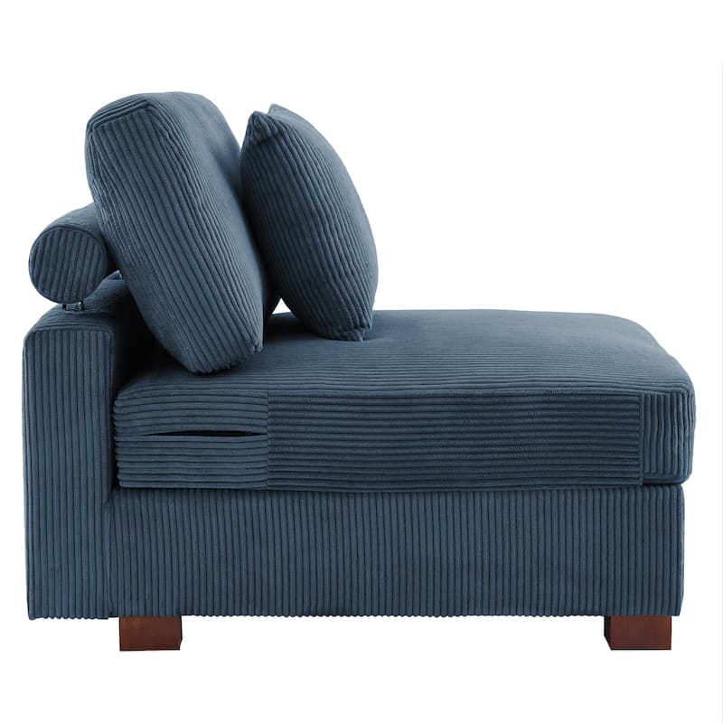 Corduroy Couch Modular Sectional Sofa with Pillows