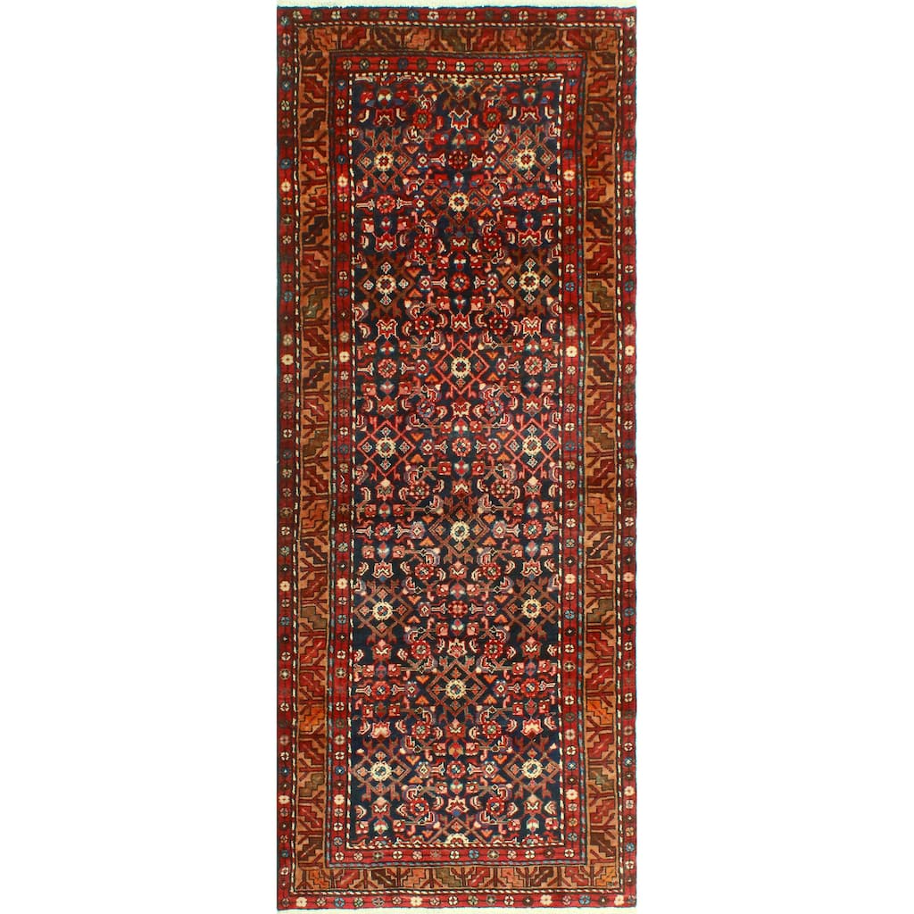 Noori Rug Fine Vintage Distressed Majeed Navy/Red Runner - 3'7" x 9'4"