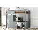 preview thumbnail 6 of 30, Twin Size Loft Bed with Wardrobe, Desk, and Storage Drawers, Modern Space-Saving Design, Solid Pine Wood Frame, Grey