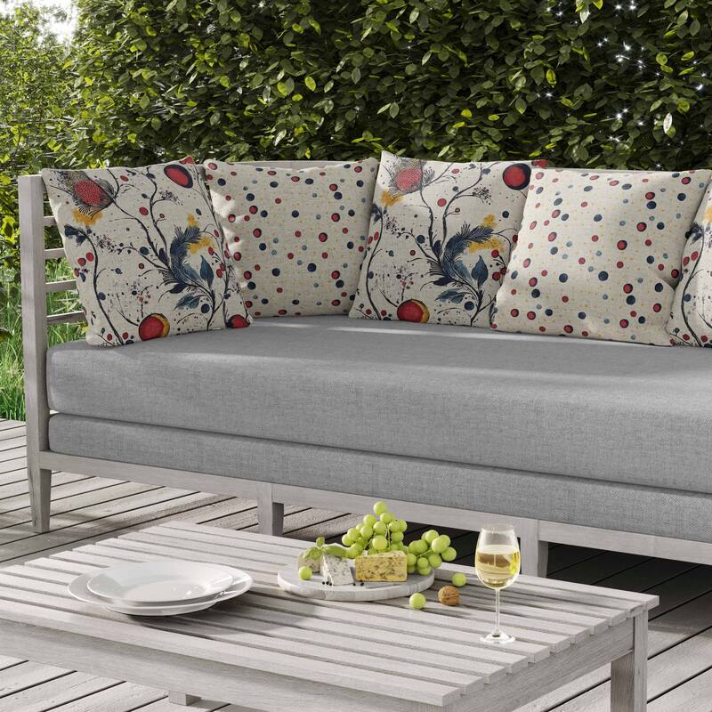 Spotted Garden Indoor/Outdoor Reversible Throw Pillow Beige and Red