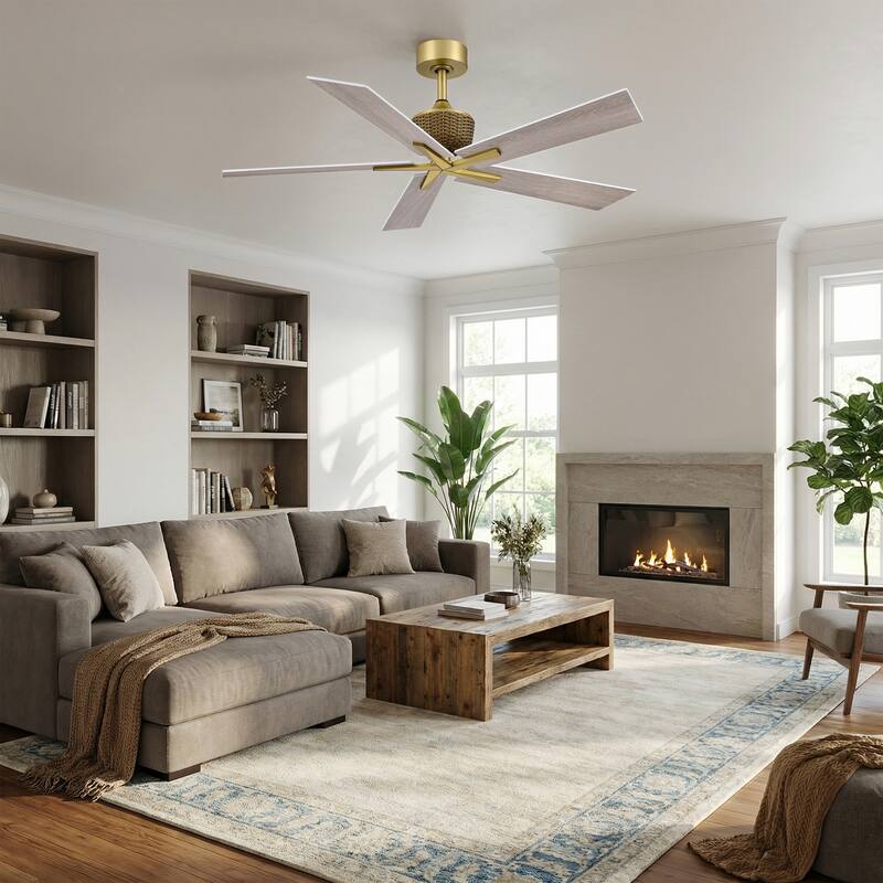 52" Modern Gray 5-Blade Reversible Indoor Outdoor Ceiling Fan with Remote, No Light