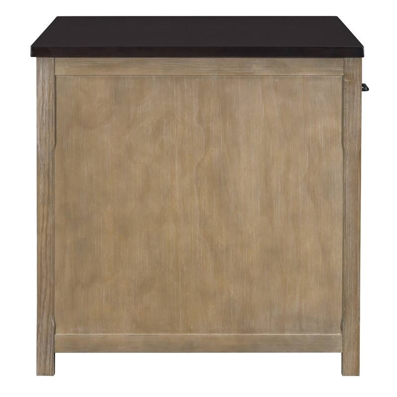 Extendable Kitchen Island with Storage, Multi-Functional Kitchen Cart with Built-In Power Outlets, Retro Kitchen Island