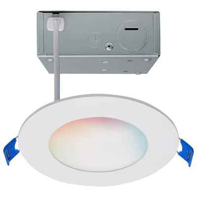 Starfish 8W LED Direct Wire Downlight 4-Inch Remote Driver RGBTW Round White