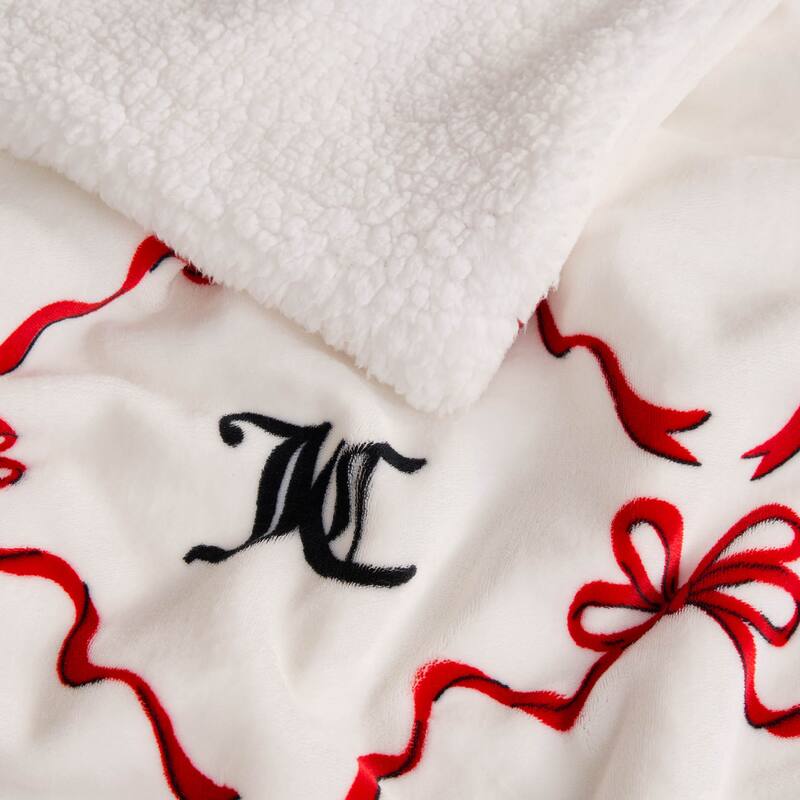 Juicy Couture Plush Reversible Sherpa Throw Blanket