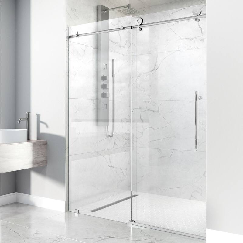 VIGO Elan Hart Frameless Sliding Shower Door - 56" to 60" W x 76" H - Chrome