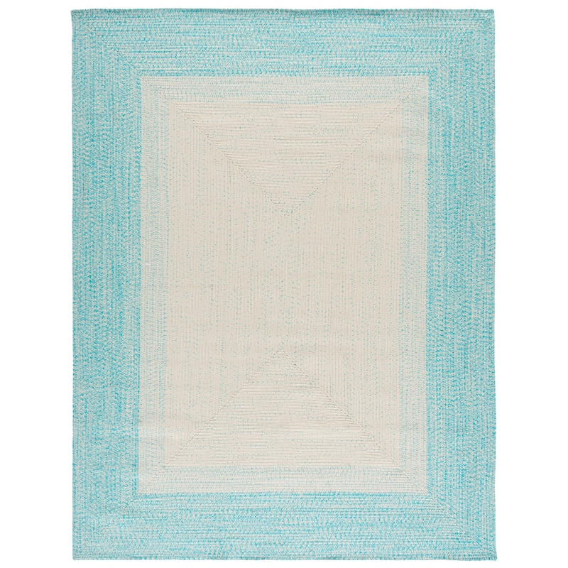 SAFAVIEH Handmade Braided Eiry Washable Indoor/Outdoor Rug - Weather Resistant & Easy Cleaning - 8' x 10' - Ivory/Aqua