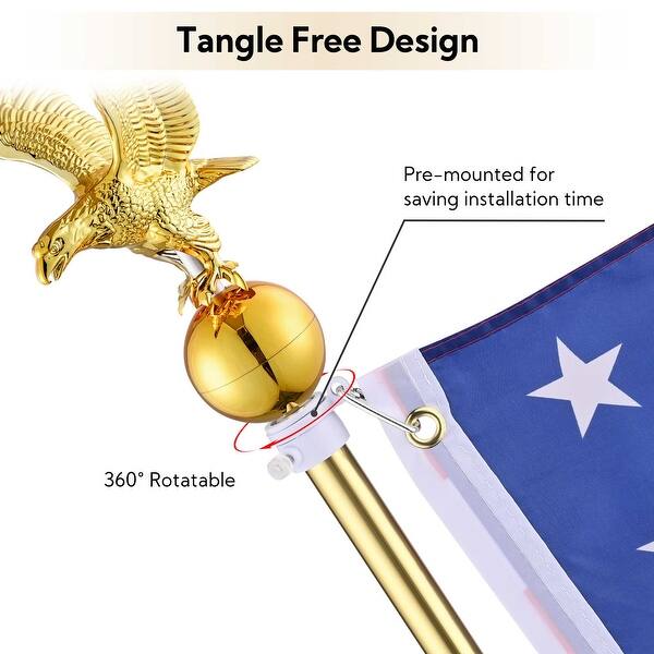 Zonon 4 Pack 7 ft Telescoping Indoor Flag Pole Kit Heavy Duty Flagpole
