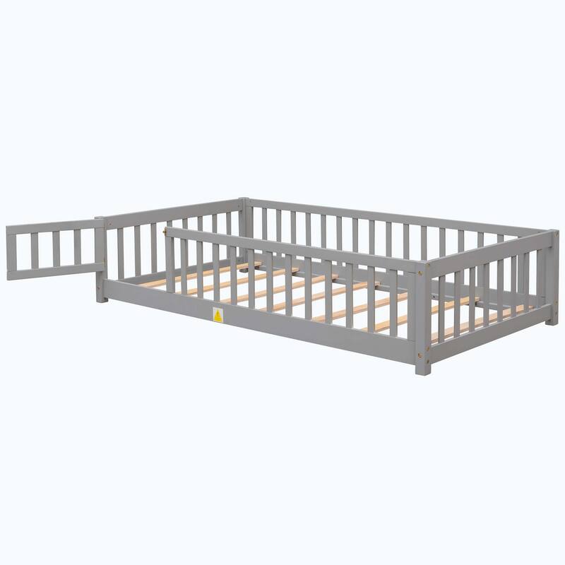 Durable Floor Platform Bed with Fence
