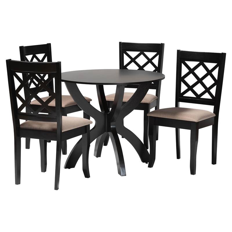 Savina Modern Fabric and Wood 5-Piece Dining Set