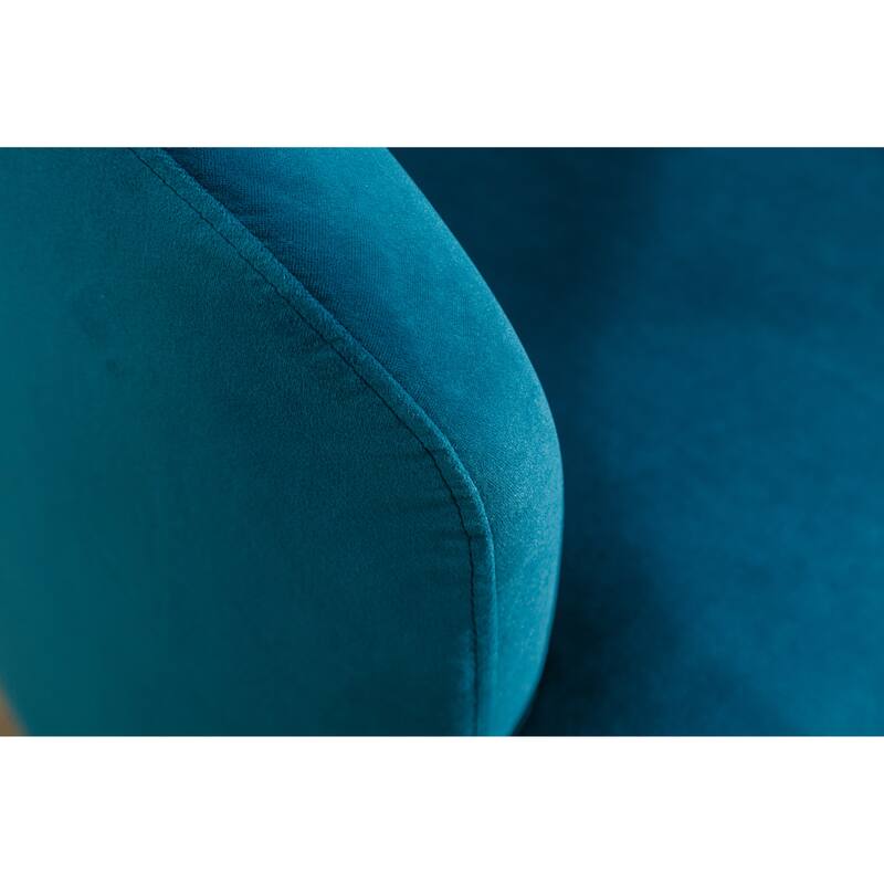 Teal Velvet 25.6" Swivel Barrel Chair with Black Coating