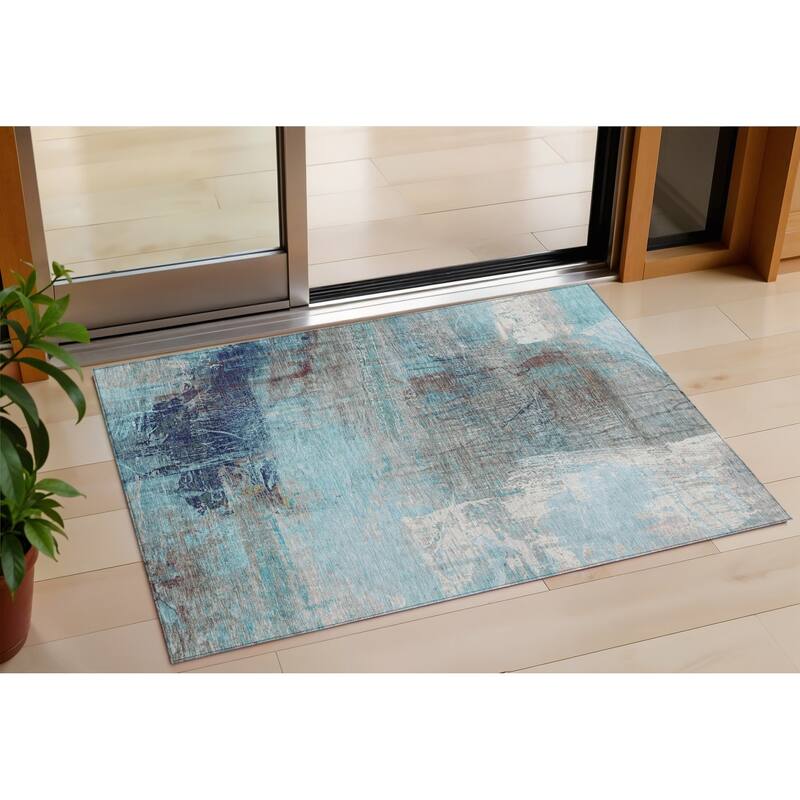 HomeRoots Abstract Transitional Rectangle Outdoor Rug - 3' x 5'