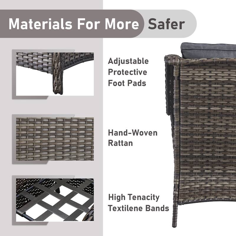 Fire Pit Table with Outdoor Patio Chairs Grey-Grey - Grey