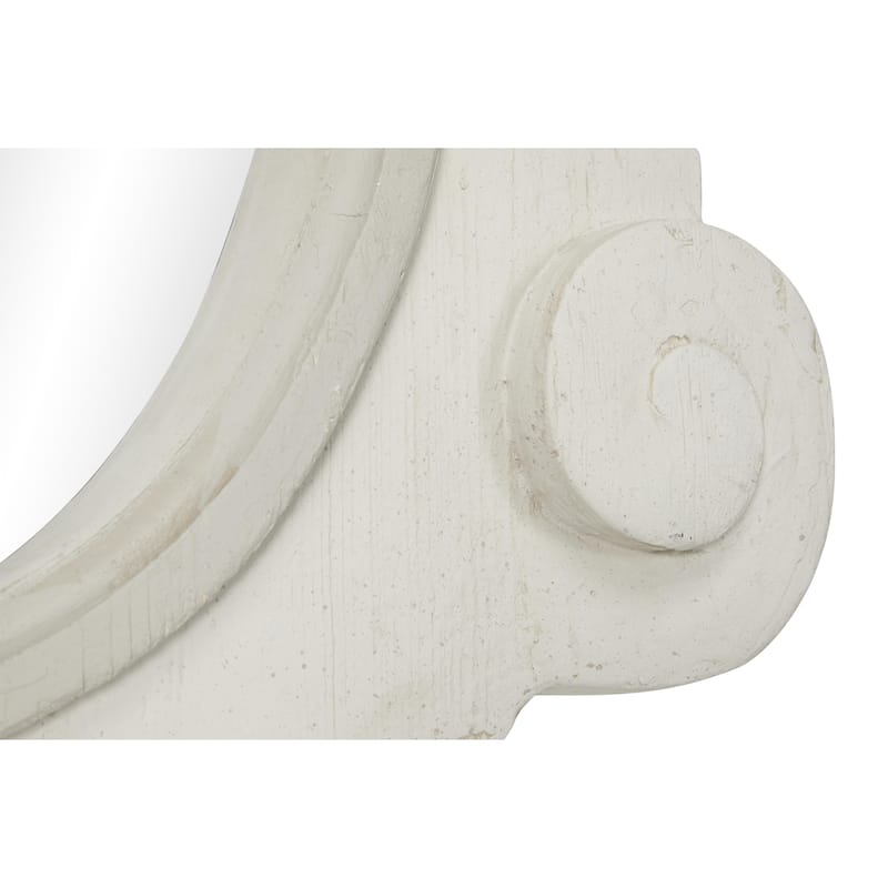 Fiberglass Distressed Antique Arched Oval Room Wall Mirror - White or Cream - Roche River Decor