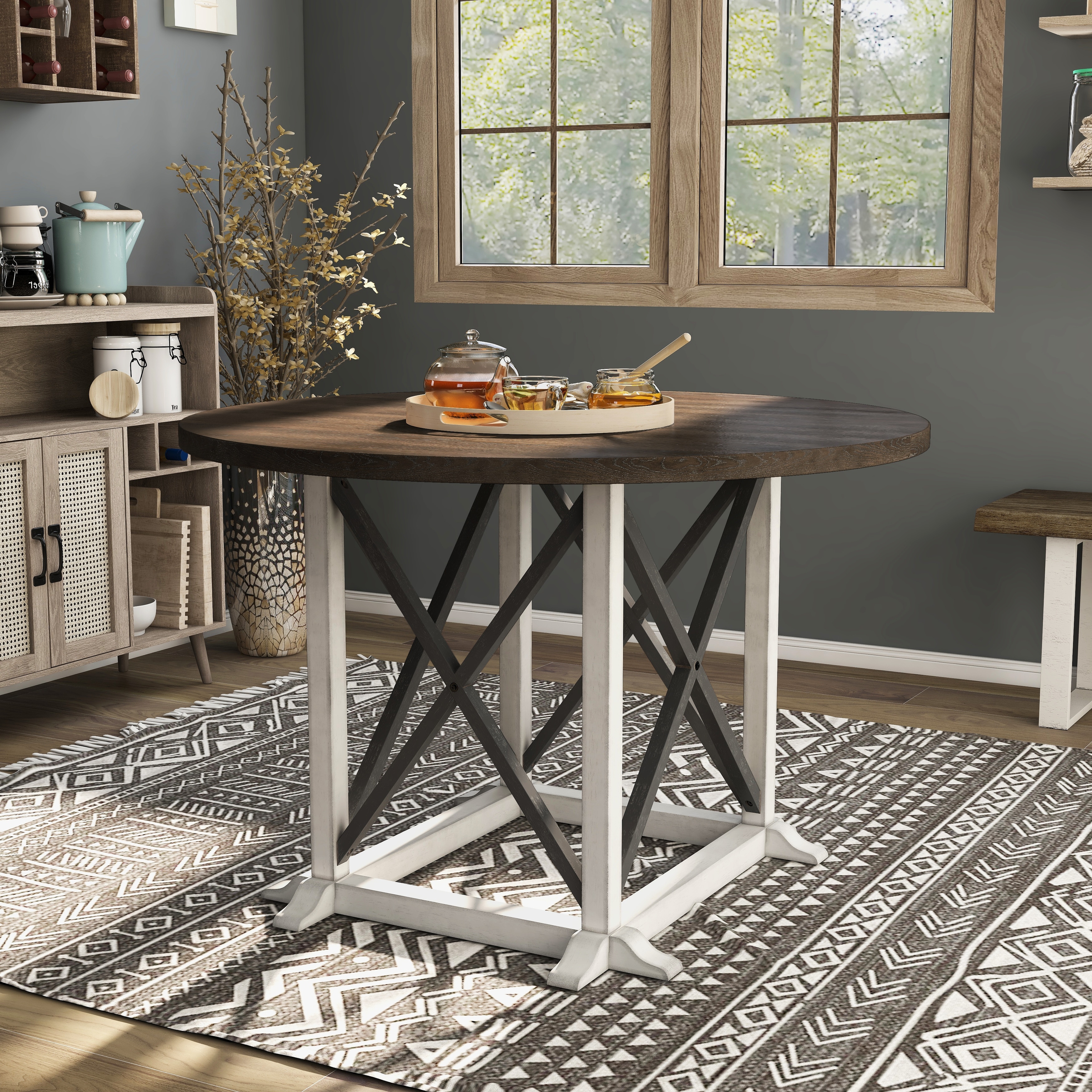 Furniture of America McFarlane Farmhouse Dark Walnut 47-inch Dining Table
