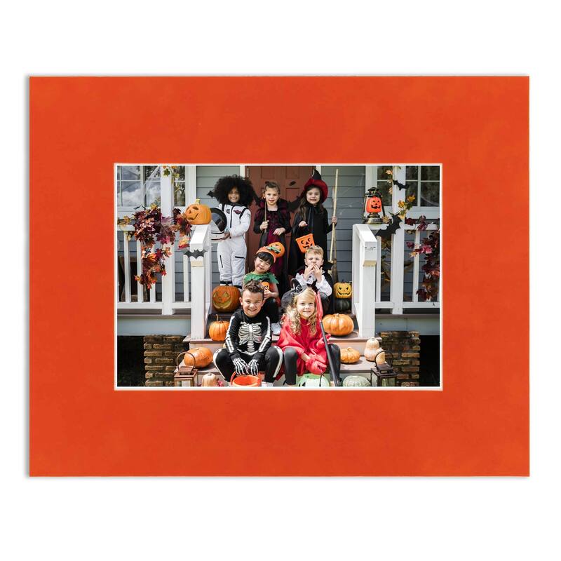 8.5x11 Mat for 5x7 Photo Orange Suede Matboard for Frames Measuring 8