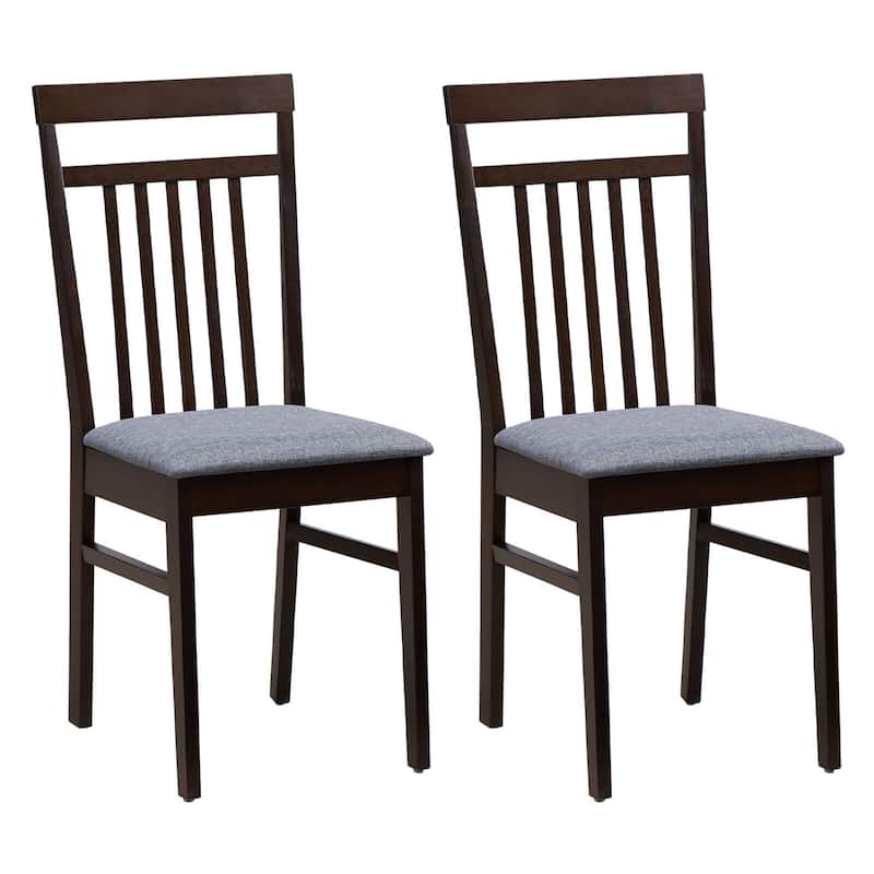 Gymax Upholstered Dining Chair Set of 2 Kitchen Armless Padded w/ - Grey - Set of 2
