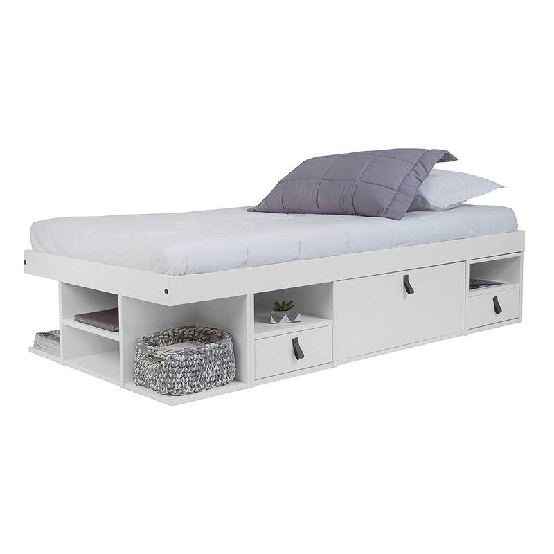 Copper Grove Rivne Storage Platform Bed with Drawers and Shelves - Off White - Twin
