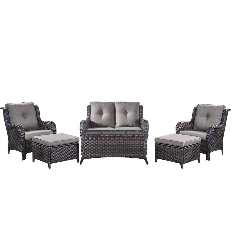 Outdoor Loveseat Sofa with Chair Ottoman Table